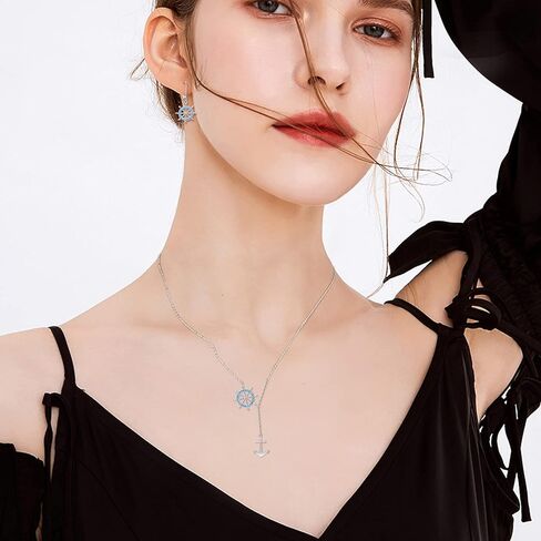 Nautical Drop Earrings 925 Sterling Silver Anchor/Compass/Rudder Studs Earrings Oceans Sailor Earrings Nautical Jewelry Gifts for Women Girls Friends in Kuwait