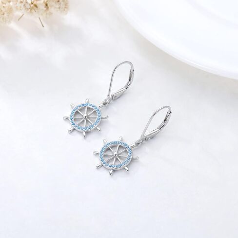 Nautical Drop Earrings 925 Sterling Silver Anchor/Compass/Rudder Studs Earrings Oceans Sailor Earrings Nautical Jewelry Gifts for Women Girls Friends in Kuwait
