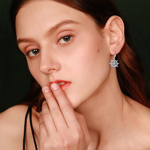 Nautical Drop Earrings 925 Sterling Silver Anchor/Compass/Rudder Studs Earrings Oceans Sailor Earrings Nautical Jewelry Gifts for Women Girls Friends in Kuwait