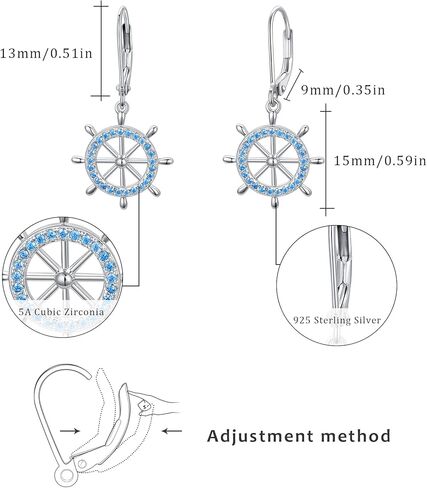 Nautical Drop Earrings 925 Sterling Silver Anchor/Compass/Rudder Studs Earrings Oceans Sailor Earrings Nautical Jewelry Gifts for Women Girls Friends in Kuwait