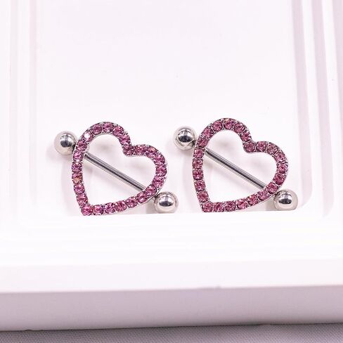VERAMI 14G 316L Heart Nipple Rings Surgical Steel Flower Nipple Barbells Body Piercing Jewelry for Women in Kuwait