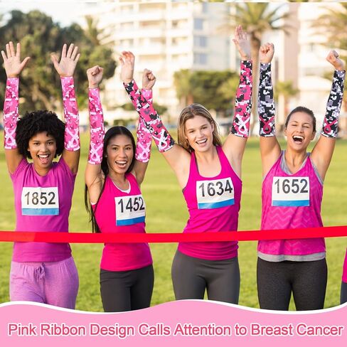 32 زوجًا من أكمام التوعية بسرطان الثدي وأكمام الذراع وشريط وردي لتبريد البيسبول وغطاء للذراع المضغوط كم للنساء والفتيات in Kuwait