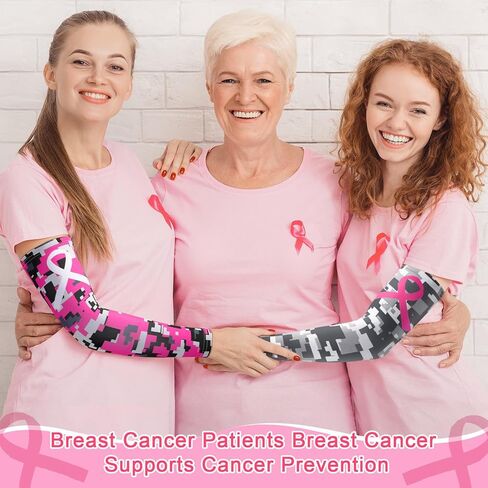 32 زوجًا من أكمام التوعية بسرطان الثدي وأكمام الذراع وشريط وردي لتبريد البيسبول وغطاء للذراع المضغوط كم للنساء والفتيات in Kuwait