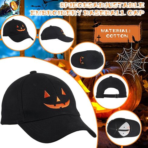 6 حزمة اليقطين هالوين قبعة بيسبول سوداء التطريز أبي قبعة القطن Snapback قبعة بيسبول لون نقي الرياضة قبعات سائقي الشاحنات قابل للتعديل للجنسين مضحك قبعات الحفلات زينة الهالوين للرجال والنساء in Saudi Arabia