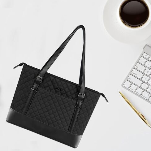 KROSER Laptop Tote Bag 15.6 Inch with USB Port, Large Work Tote Bag Computer Shoulder Bag for Women, Laptop Carrying Case Stylish Handbag Gift for Office Business Travel(Haze Blue) in Kuwait