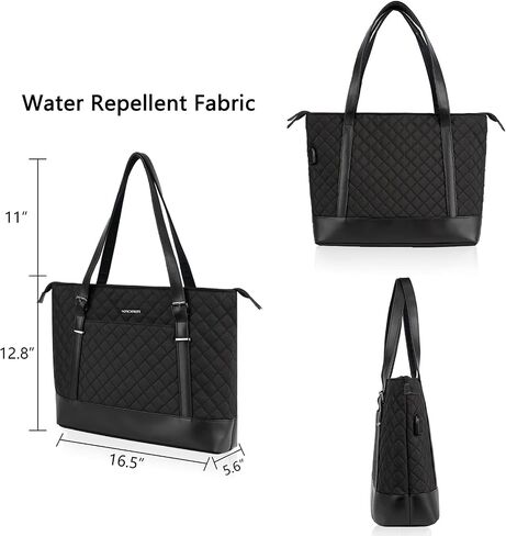 KROSER Laptop Tote Bag 15.6 Inch with USB Port, Large Work Tote Bag Computer Shoulder Bag for Women, Laptop Carrying Case Stylish Handbag Gift for Office Business Travel(Haze Blue) in Kuwait