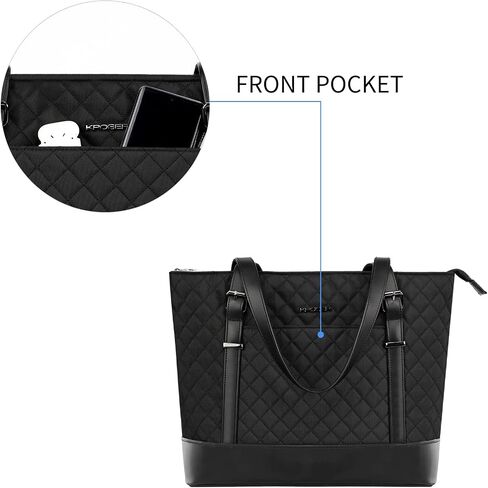 KROSER Laptop Tote Bag 15.6 Inch with USB Port, Large Work Tote Bag Computer Shoulder Bag for Women, Laptop Carrying Case Stylish Handbag Gift for Office Business Travel(Haze Blue) in Kuwait