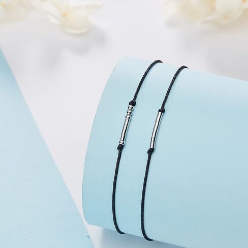 Ldurian Morse Code Bracelets for Family - Morris Code Bracelets Adjustable String Distance Matching Bracelets - Secret Message Jewelry Gifts for Mom in Kuwait