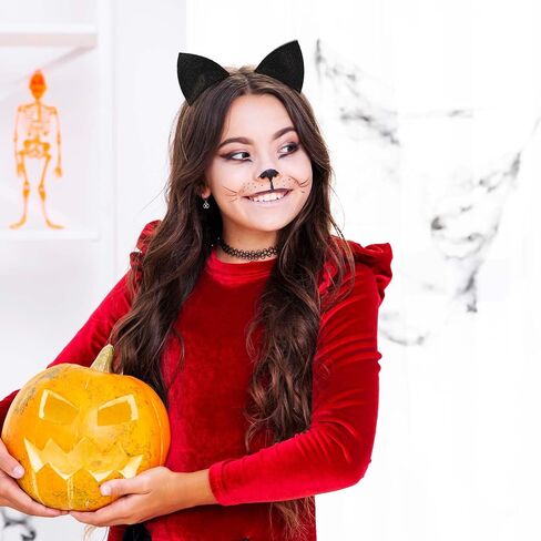 WLLHYF 2 Pcs Glitter Cat Ears Headband, Halloween Cat Ears Hair Hoops Cute Ear Headpiece Hair Accessories for Woman Hairband Cosplay in Kuwait