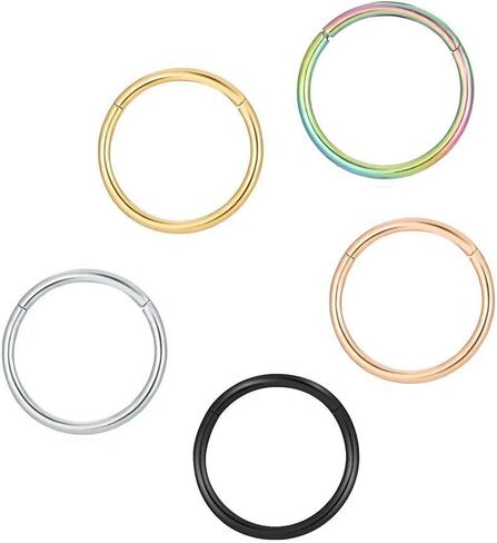حلقات الأنف، 316L حلقات الأنف المفصلية من الفولاذ الجراحي 20 جرام 18 جرام 16 جرام 14 جرام حلقة الحاجز الحلزوني الغضروف هوب حلق ثقب الجسم مجوهرات قطر 5 مم - 14 مم، ذهبي، ذهبي وردي، فضي، أسود، قوس قزح in Kuwait