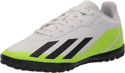 حذاء adidas Soccer X Crazyfast.4 Turf (للأطفال الصغار/الأطفال الكبار) أبيض/أسود أساسي/Lucid Lemon 5 Big Kid M in Kuwait