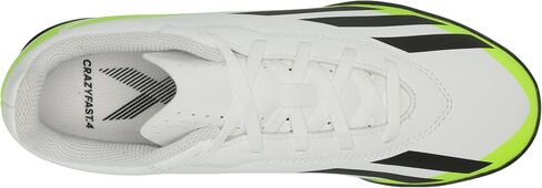 حذاء adidas Soccer X Crazyfast.4 Turf (للأطفال الصغار/الأطفال الكبار) أبيض/أسود أساسي/Lucid Lemon 5 Big Kid M in Kuwait