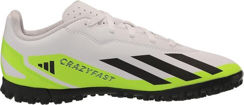 حذاء adidas Soccer X Crazyfast.4 Turf (للأطفال الصغار/الأطفال الكبار) أبيض/أسود أساسي/Lucid Lemon 5 Big Kid M in Kuwait