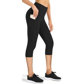 Fengbay بنطال يوجا عالي الخصر مع جيوب، بنطال كابري للنساء للتحكم في البطن والجري في 4 اتجاهات، بنطال ضيق للتمرين in Kuwait