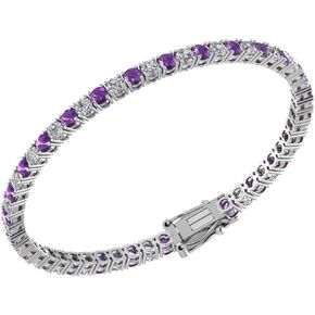 ابتسامة فضية - سوار تنس من الفضة الإسترلينية عيار 925 للنساء (7.25 بوصة) - شكل دائري وسوار من الأحجار الكريمة المصقولة للغاية مع مشبك صندوقي in Kuwait