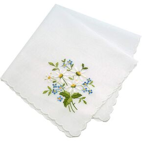 Switzerland Made Daisy Embroidered Wedding Handkerchief Embroidery Heirloom Cotton Ladies in Saudi Arabia