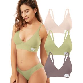 Livona Bras for Women - 3 Pack Sports Bra Bralettes with Support Workout Tops Wireless Bra Cami Crop Tank Tops