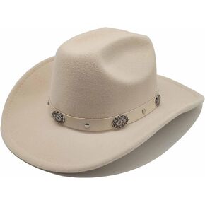 قبعة رعاة البقر الغربية قبعة راعية البقر للجنسين للرجال والنساء كلاسيكية بحافة واسعة ورأى فيدورا قبعة مسطحة مع حزام مشبك in Kuwait