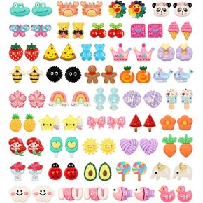 43 زوجًا من الاقراط بمشبك للبنات لا تسبب الحساسية للاطفال، مجموعة اقراط بتصميم فراشة وفراولة اميرة لطيفة متدلية للبنات الصغيرات، مجوهرات زنك، بدون احجار كريمة, الزنك, لا أحجار كريمة in Kuwait