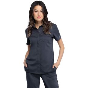 Cherokee Women Scrubs Top Workwear Revolution Hidden Snap Front Collar WW669