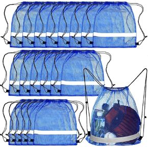 20 Pcs Reflective Mesh Drawstring Bag Swimming Bag 16.54 x 13.78 Inch Quick Drying Sport Beach Bag for Teens Adult (Black) in Saudi Arabia