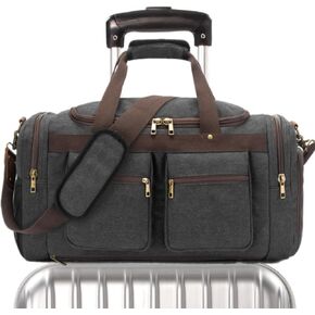 Weekender Overnight Duffel Bag Shoe Pocket for Women Men Weekend Travel Tote Carry On Bag (Black)