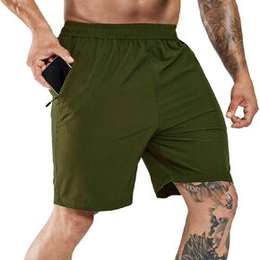 Haimont Men's Quick Dry Running Shorts 3 Zipper Pockets Lightweight Athletic Workout Gym Training Shorts 7 Inch