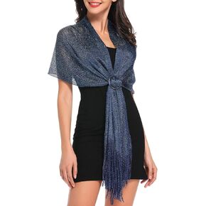 vimate Sparkling Metallic Shawls and Wraps for Evening Party/Wedding/Formal Dresses (With Free Buckle)