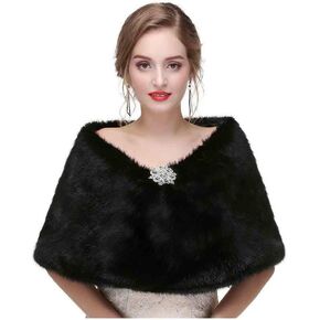 Yfe Women's Faux Fur Shawls Wraps Wedding Sleeveless Fur Wrap Shawl For Women 1920s Fur Stole Capelet