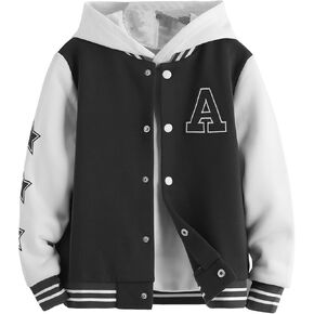 SOLY HUX Boy's Varsity Jacket Letter Star Print Long Sleeve Color Block Baseball Bomber Jacket Coat
