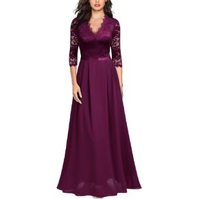 MISSMAY Women's Formal Floral Lace 2/3 Sleeves Long Evening Party Maxi Dress in Saudi Arabia