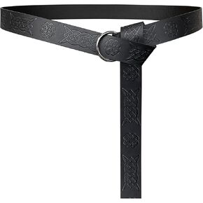 HiiFeuer Medieval Embossed PU Leather O-Ring Belt, Retro Renaissance Knight Belt in Kuwait