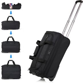 Hanke 20 Inch Expandable Carry On Luggage Suitcases with Wheels Foldable Duffle Bag for Travel Carry On suitcase Weekend Bag for Women Men（Black）