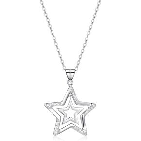 EVERU Star Necklace for Women, 925 Sterling Silver Star Necklaces Y2K Double Stars Pendant Jewelry for Girls,19“Chains