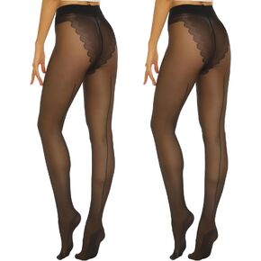 Yilanmy Pantyhose for Women Backseam High Waist Stockings Nylon Sheer Tights 2Pairs