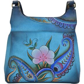 Anna by Anuschka Hand-Painted Original Artwork, Genuine Leather - Triple Compartment Satchel