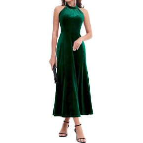 Bbonlinedress Halter Velvet Maxi Cocktail Formal Wedding Guest Women Evening Prom Bridesmaid Sleeveless Dress in Saudi Arabia