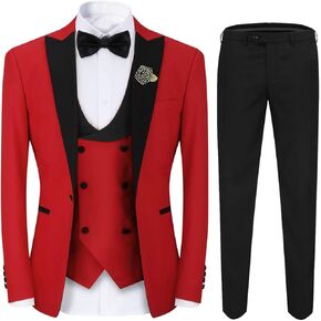 بدلة رجالي من Cloudstyle مكونة من 3 قطع بألوان متباينة، معطف أنيق بصدر واحد وسترة وسراويل in Kuwait