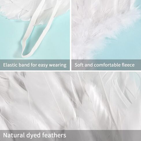 Latocos Angel Wings and Halo الكبار أجنحة الملاك البيضاء للأطفال مع عصا الهالوين زي اللباس التظاهري للنساء الفتيات الأولاد in Kuwait