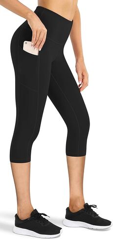 Fengbay بنطال يوجا عالي الخصر مع جيوب، بنطال كابري للنساء للتحكم في البطن والجري في 4 اتجاهات، بنطال ضيق للتمرين in Kuwait