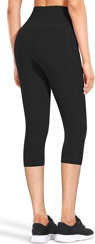 Fengbay بنطال يوجا عالي الخصر مع جيوب، بنطال كابري للنساء للتحكم في البطن والجري في 4 اتجاهات، بنطال ضيق للتمرين in Kuwait