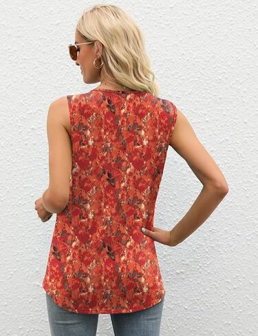 AKEWEI Summer Tank Top for Women Square Neck Sleeveless Tops Flowy Pleated Tunic Loose Fit S-3XL in Kuwait