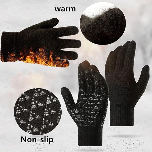 مجموعة قفازات وشاح قبعة صغيرة للرجال والنساء، قبعات صغيرة من الصوف، تدفئة الرقبة، تدفئة الأذن وقفازات متماسكة تعمل باللمس in Kuwait