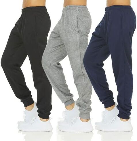 DARESAY Mens 3 Pack Dry Fit Fleece Athletic Workout Jogger Sweatpants for Men with Pockets and Drawstring Size S-3XL in Kuwait