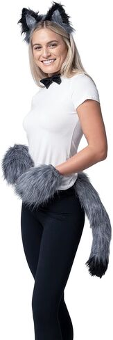 Spooktacular Creations Wolf Ears Tail and Gloves Set, Furry Fox Accessories Set with Tail in Kuwait