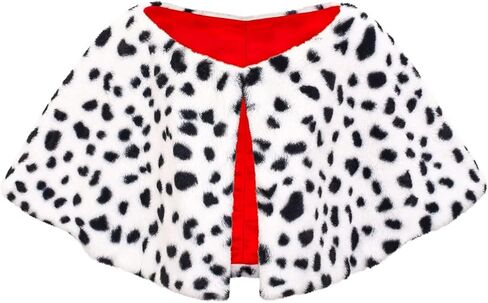 Z-Shop Halloween Costumes for Womens - Dalmatian Shawl, Fancy Dress Cosplay,Red Gloves,Black White Wig, long Holder, Pearl Necklace,L in Kuwait