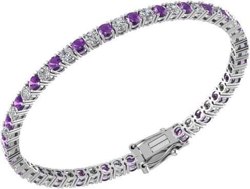 ابتسامة فضية - سوار تنس من الفضة الإسترلينية عيار 925 للنساء (7.25 بوصة) - شكل دائري وسوار من الأحجار الكريمة المصقولة للغاية مع مشبك صندوقي in Kuwait