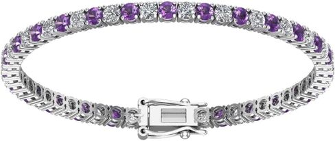 ابتسامة فضية - سوار تنس من الفضة الإسترلينية عيار 925 للنساء (7.25 بوصة) - شكل دائري وسوار من الأحجار الكريمة المصقولة للغاية مع مشبك صندوقي in Kuwait