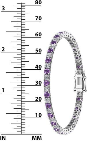 ابتسامة فضية - سوار تنس من الفضة الإسترلينية عيار 925 للنساء (7.25 بوصة) - شكل دائري وسوار من الأحجار الكريمة المصقولة للغاية مع مشبك صندوقي in Kuwait