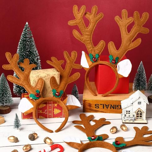 Yunsailing 20 Pcs Reindeer Antlers Headband Bulk Christmas Deer Antlers Headbands Reindeer Antler Headpiece Deer Costume Headwear for Adults and Kids Christmas Party Cosplay Decoration in Saudi Arabia